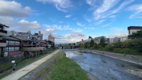 the kamo  river in kyoto, japan