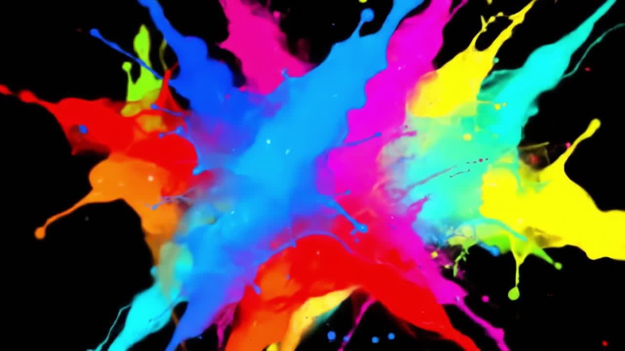 Explosion of Colorful Paint Splashes