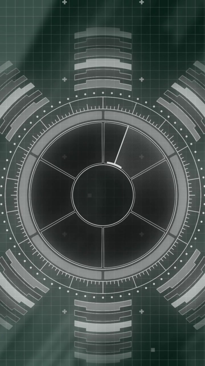 Animation af rund scanner og databehandling mod høje bygninger