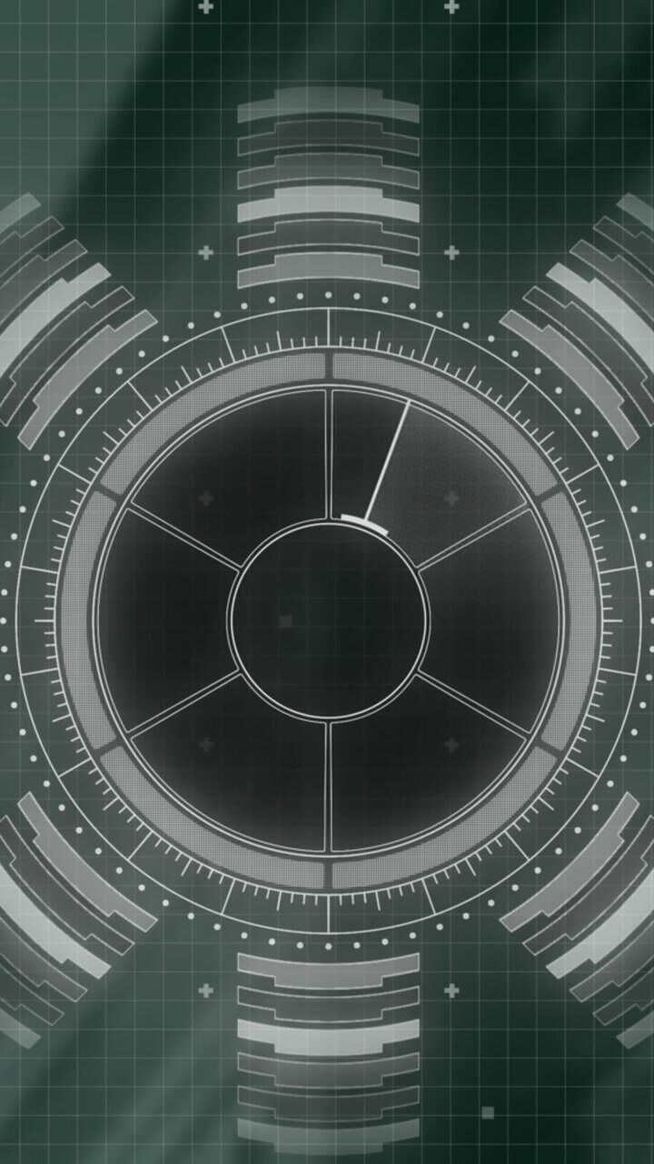 Animation of round scanner and data processing against tall buildings