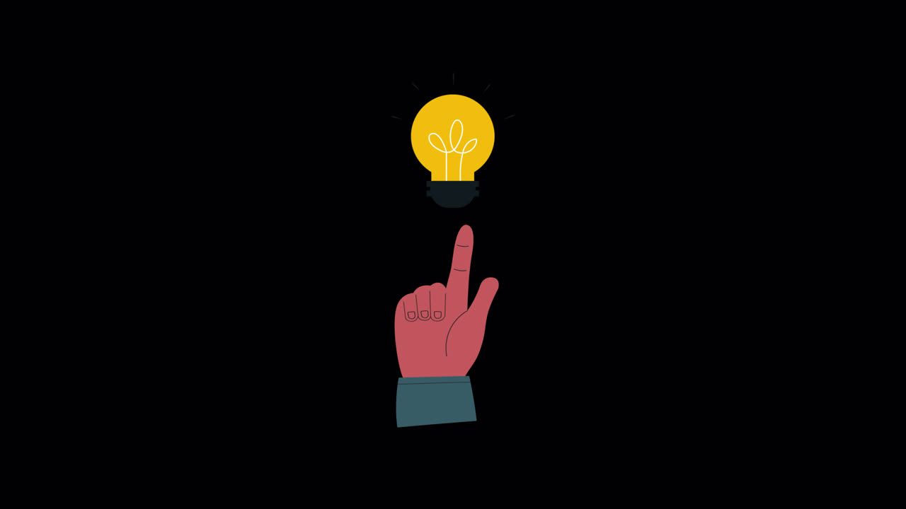 Mano Animata che Indica un'Idea di Lampadina