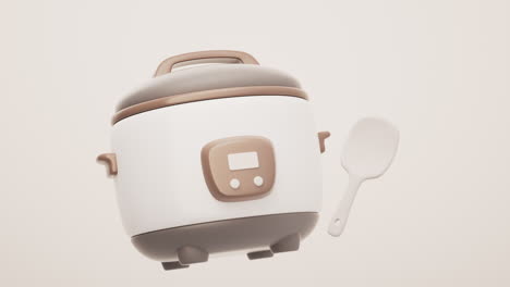 loop animation of cartoon style rice cooker, 3d rendering.