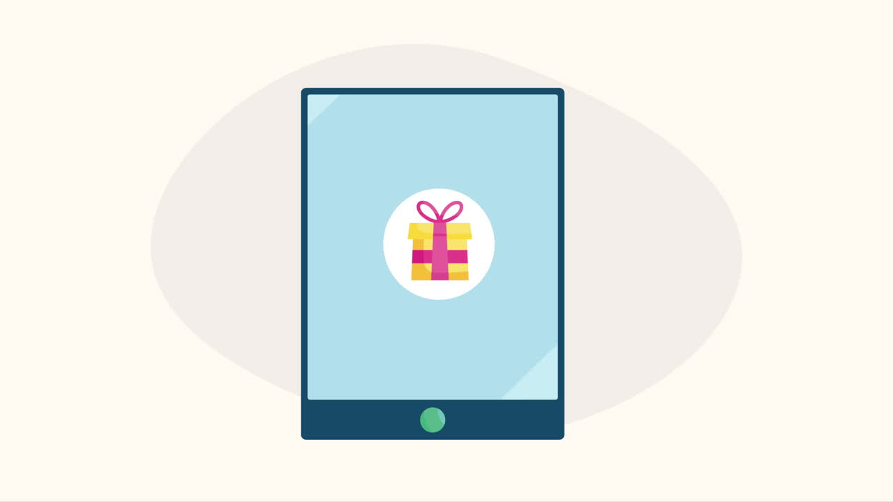 Tablet med e-handelsteknologi animation