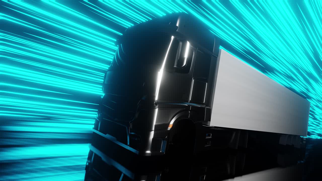 3D animation loop of modern truck riding fast