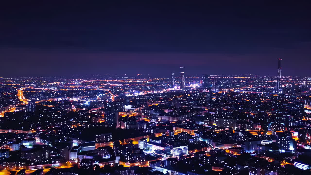 야간 도시 풍경 공중 사진