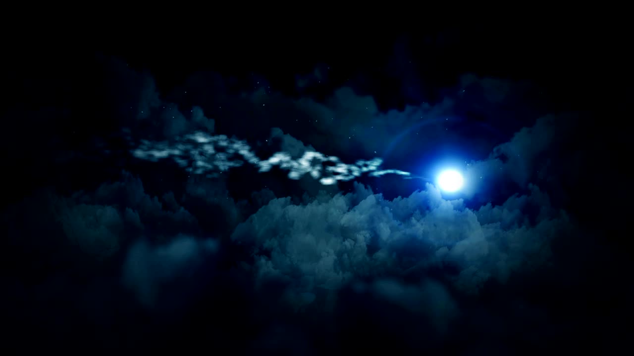 paisaje de fantasía en cielo nublado, animación de hadas, fondo en bucle,