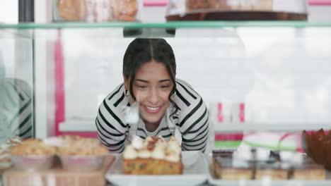 Cake,-entrepreneur-and-bakery-with-woman-in-store