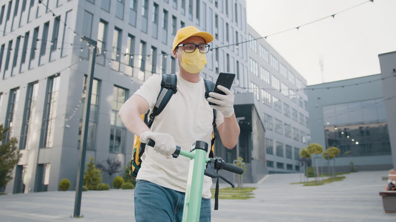Delivery Person on Scooter During COVID-19 Pandemic