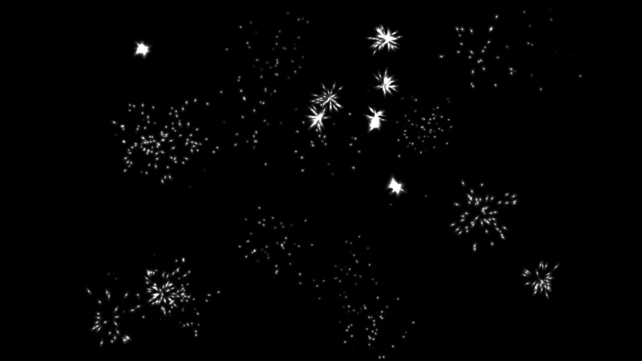 Animated White Fireworks Exploding on Black Background