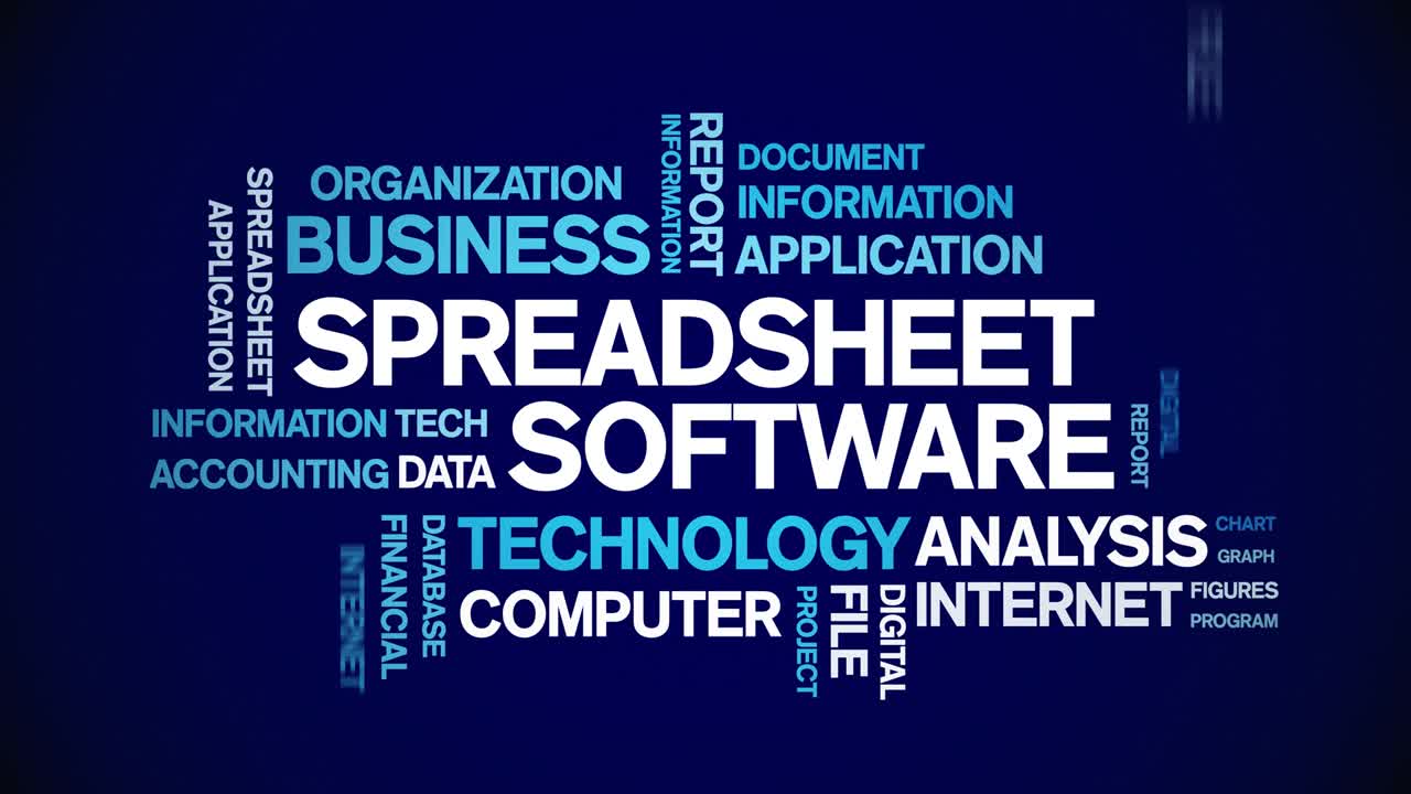 스프레드시트 소프트웨어 애니메이션 태그 워드 클라우드 텍스트 애니메이션 원활한 루프