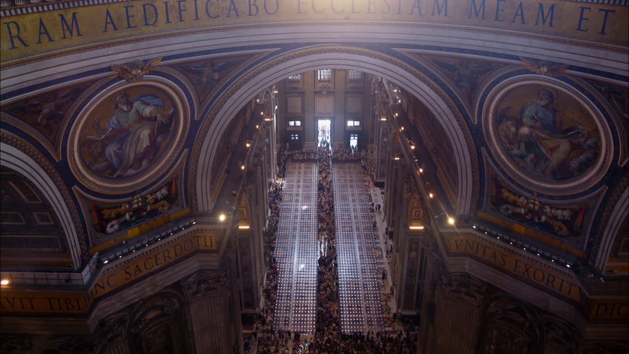 Overhead View of a Large Crowd Inside St. Peter's Basilica
