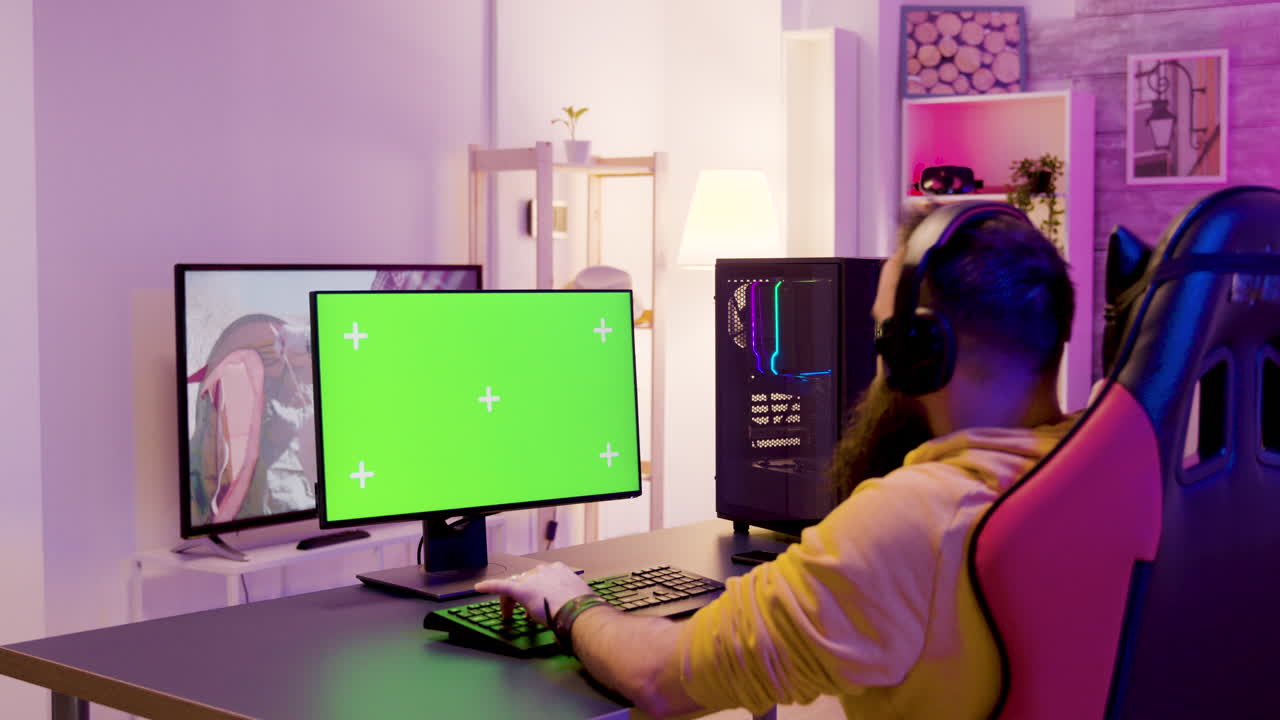 Gamer playing with a pc