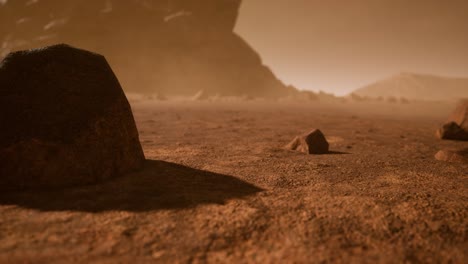 fantastic martian landscape in rusty orange shades