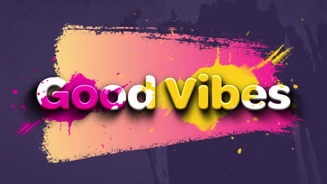 animation of good vibes text over colorful blots