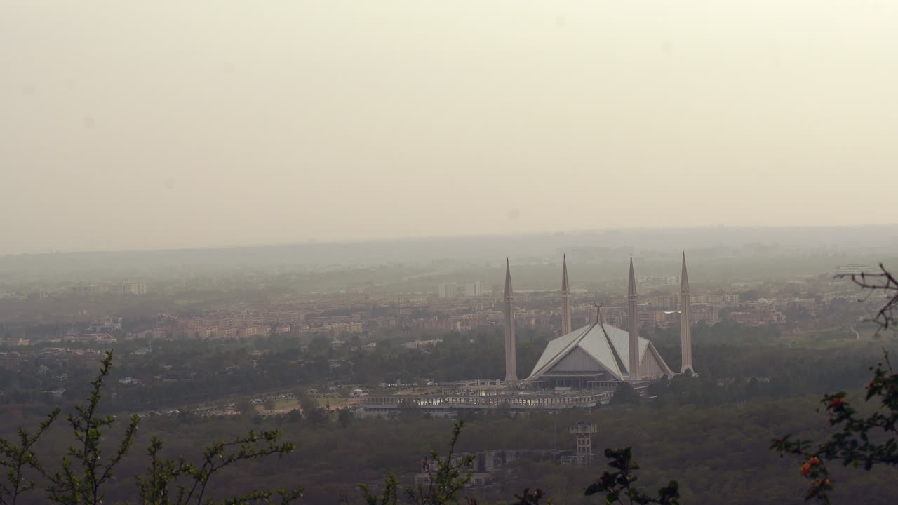 Isolated Shot Of Faisal Mosque In Islamabad, Famous Place Of Worship In Pakistan