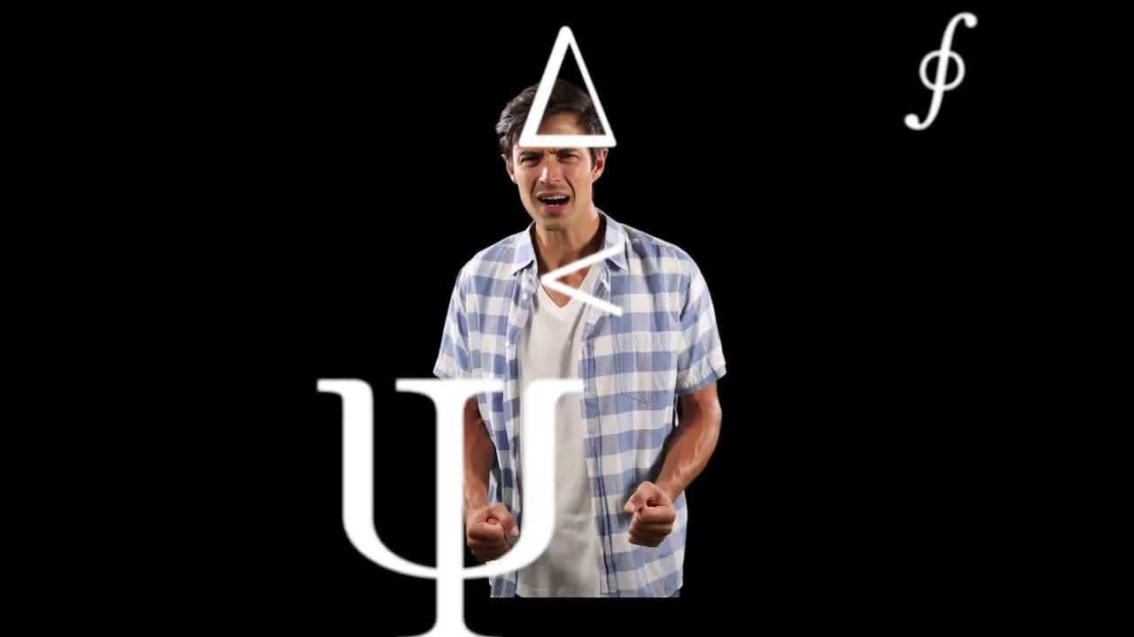 animación de ecuaciones matemáticas sobre el pensamiento del hombre estresado