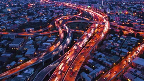 busy highway intersection at night