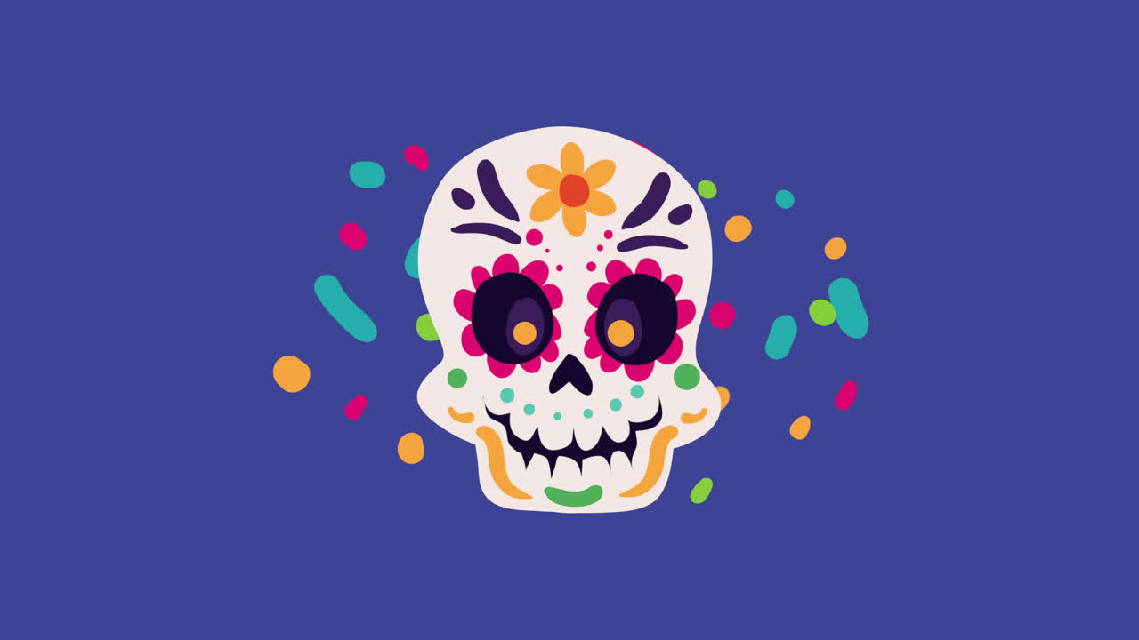 cultura mexicana animação de cabeça de crânio