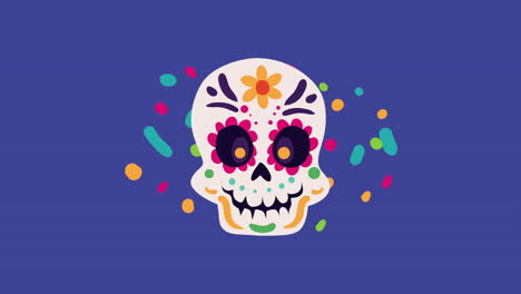 animación de la cabeza del cráneo de la cultura mexicana