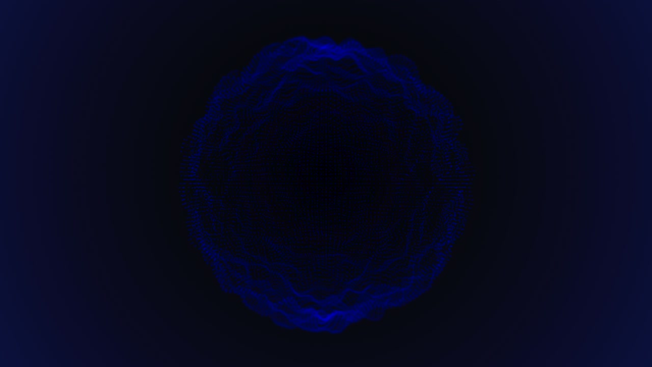 3d 디지털 블루 스피어 점은 오버레이 효과를 위해 빈 검은색 배경에 네트워크로 연결됩니다.