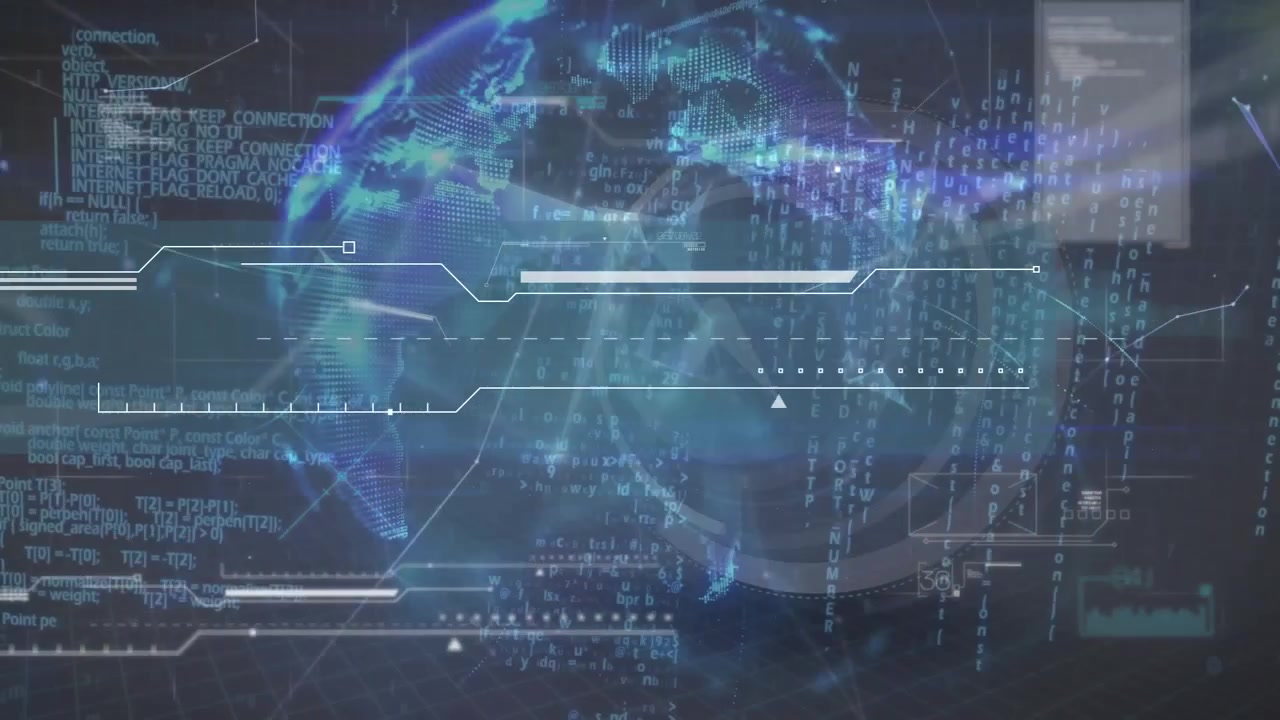 Digital Globe with Data Streams and HUD Interface