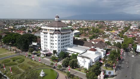 aerial view of the ponorogo district government building located next to ponorogo square, east java, indonesia.