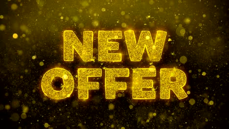 new offer text on golden glitter shine particles animation.