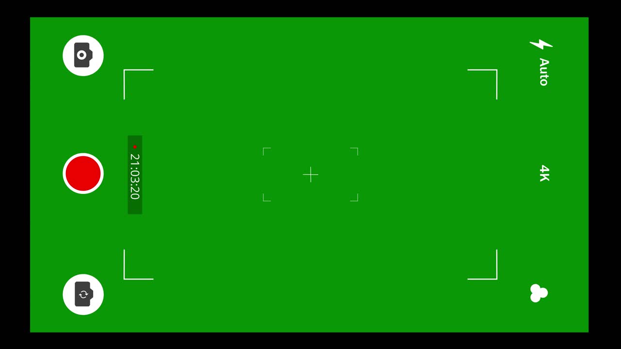 Smartphone video camera frame grid recording screen overlay on black background mirrorless cam