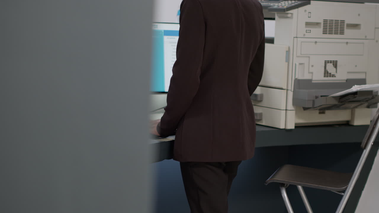 A receptionist working at her desk