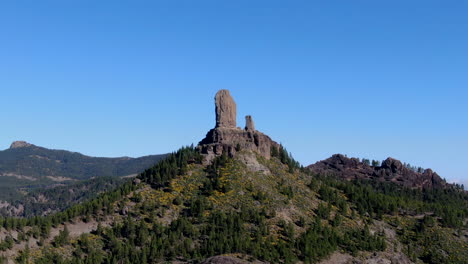 fantastic aerial view in orbit over the nublo rock on the island of gran canaria on a sunny day