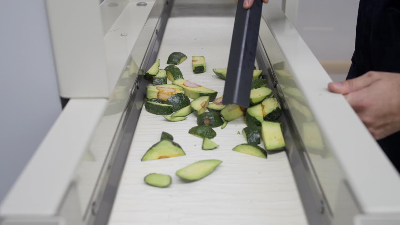 inspección de los aguacates en una fábrica de envasado