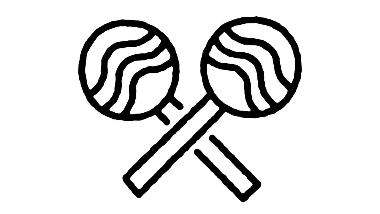 animación del icono de la línea de garabateo de maracas de juguete de sacudida