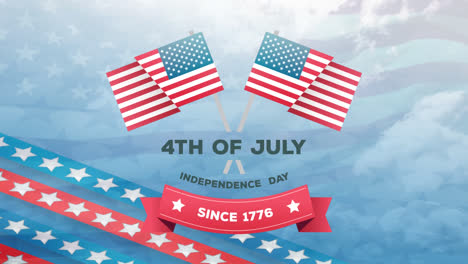 4th-of-July,-Independence-day-since-1776-text-in-banner-and-American-flags