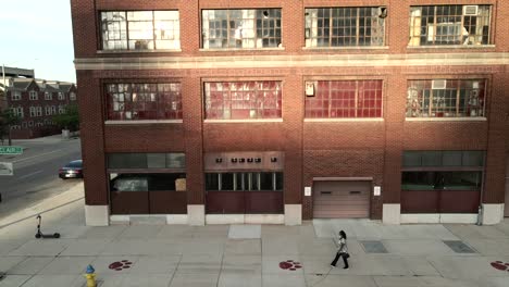 aerial view of woman walking