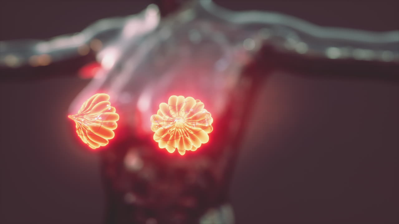 염증의 초점인 암을 가진 여성 유방