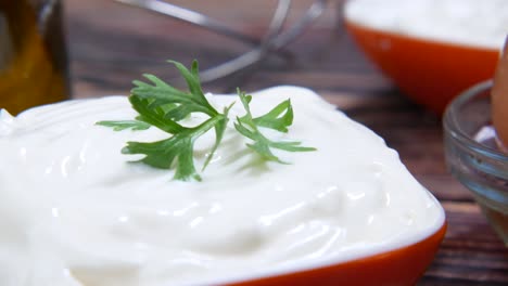 homemade yogurt dip with parsley and eggs