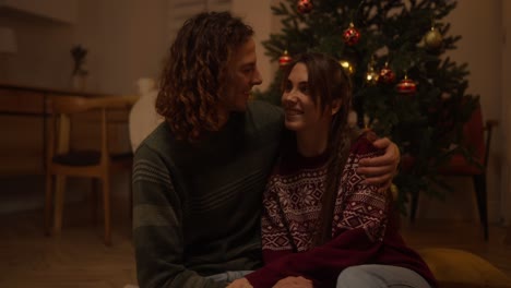 couple cozy christmas evening