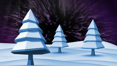 animation of different shapes in digital winter landscape