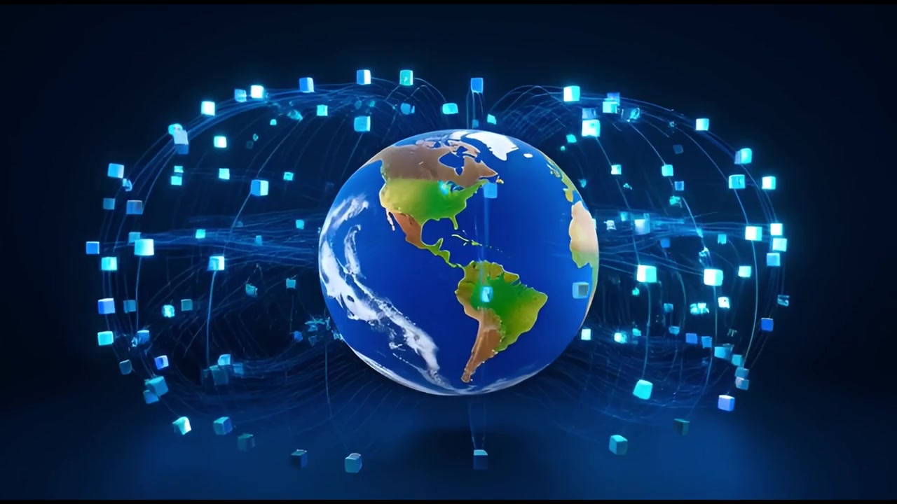 Flusso di dati digitali intorno a una Terra che ruota