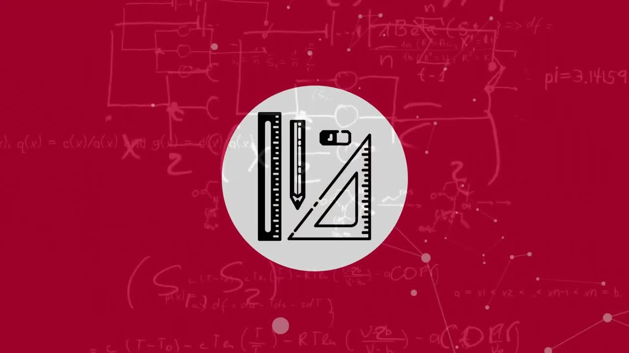 수학적 방정식에 대한 모양과 학교 아이콘의 애니메이션