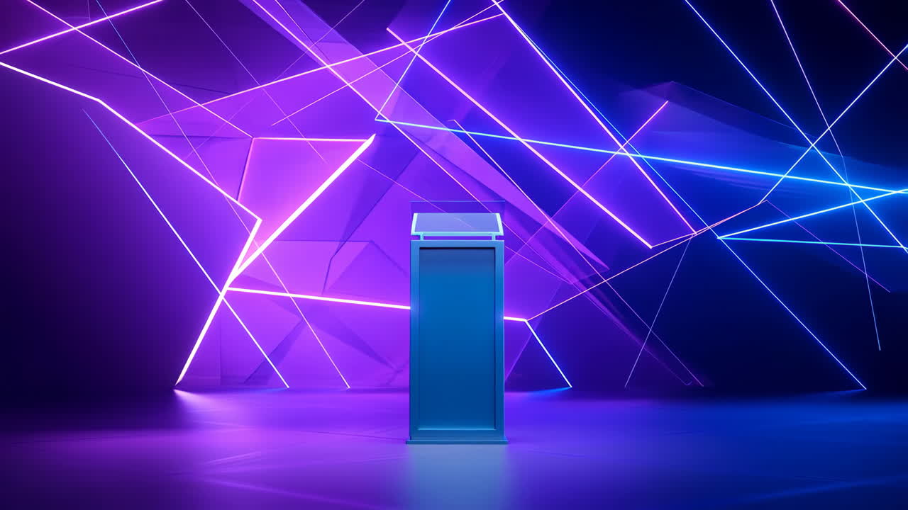 Abstract Neon Light Stage with Pedestal