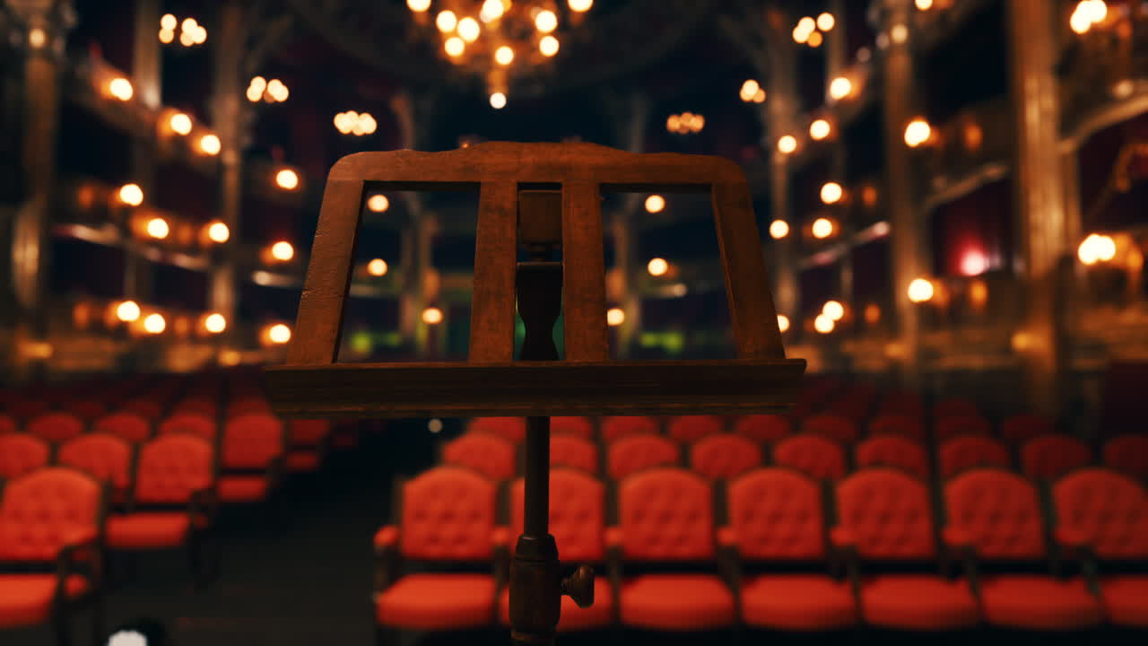 un puesto de música vacío en un escenario