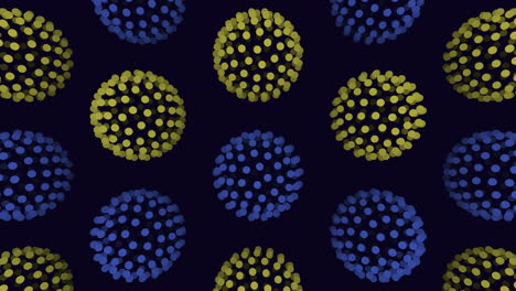 shimmering metallic circles blue and yellow pattern on black background