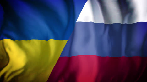 Animation-Der-Wehenden-Kombinierten-Flagge-Der-Ukraine-Und-Russlands