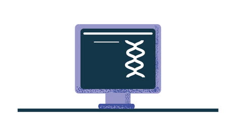 monitor di computer con visualizzazione del dna