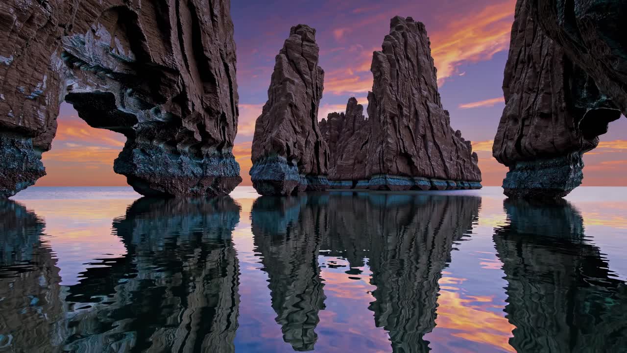 потрясающие скальные образования на восходе и заходе солнца