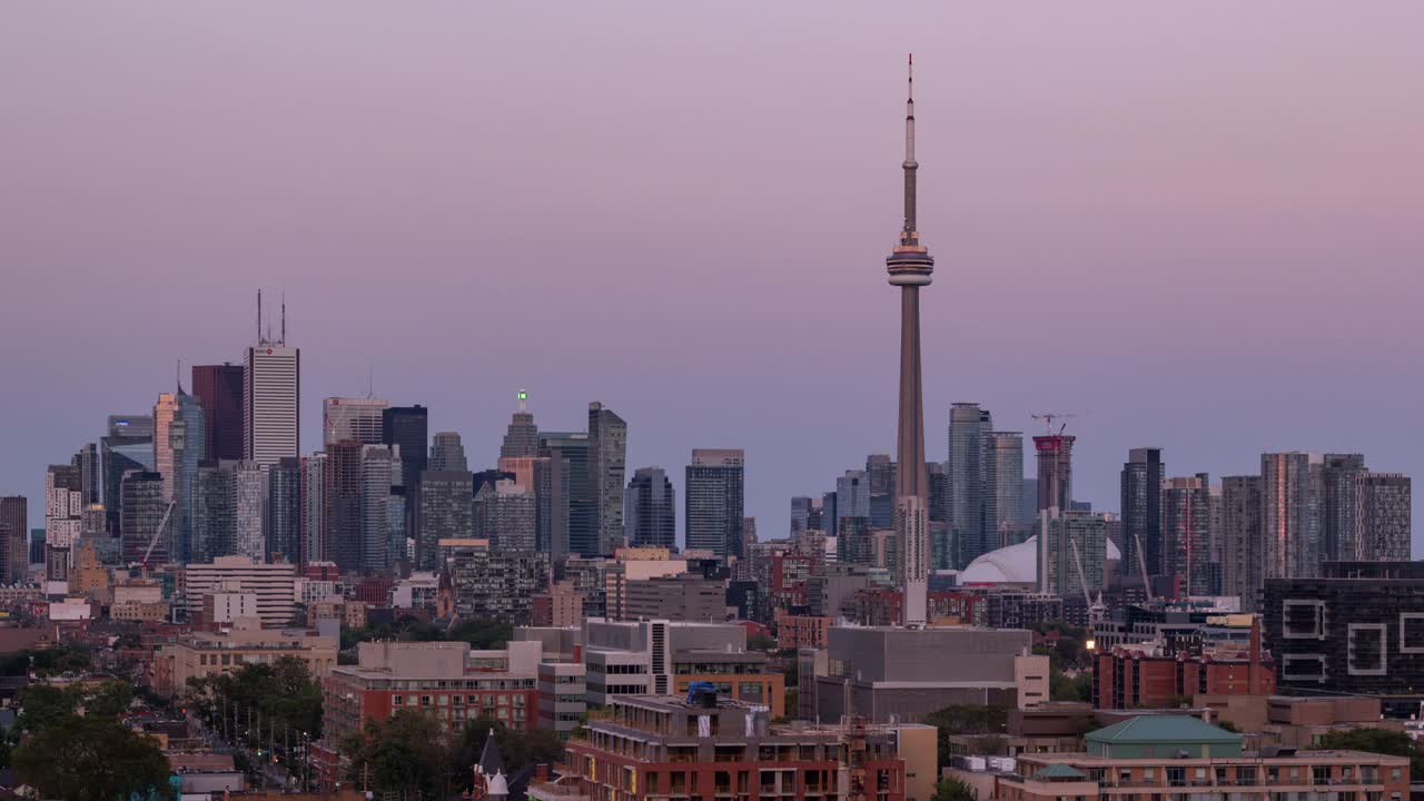 토론토, 캐나다, 타임스 -  스트리트 서쪽에서 토론토의 스카이 라인에서 일몰을 가게