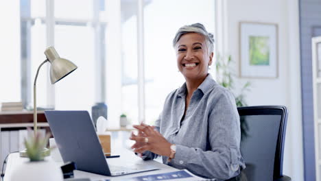 laptop, smile and management with a business woman