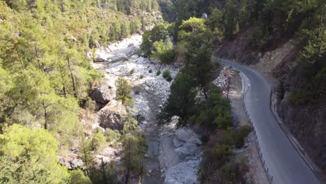 beautiful small road near a river in demre, turkey