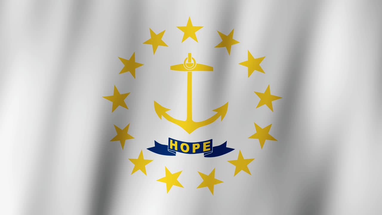 Loopable state flag of the State of Rhode Island. Digital animation waving background. (United States of America)